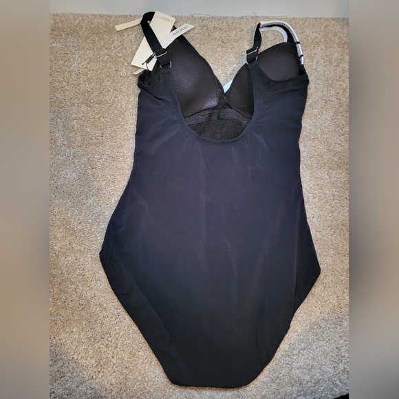 Black and White Striped Swimsuit - Picture 2 of 7